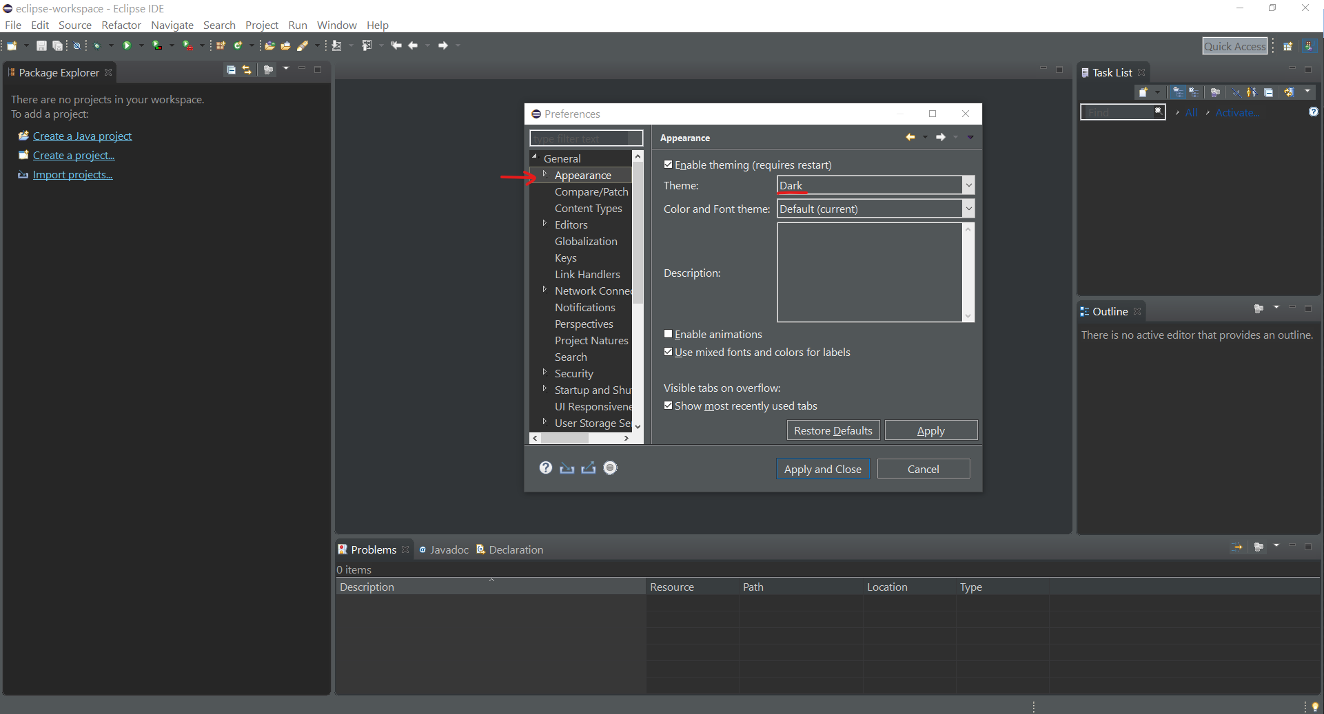 screenshot of Eclipse IDE
